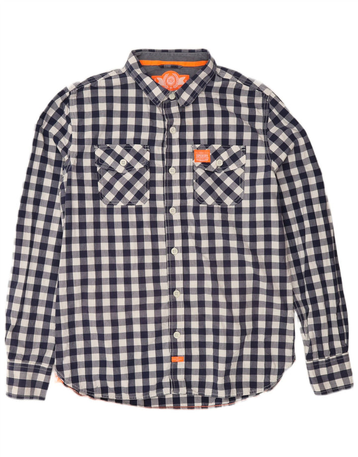 Ανδρικό πουκάμισο Superdry 2XL Navy Blue Gingham Cotton