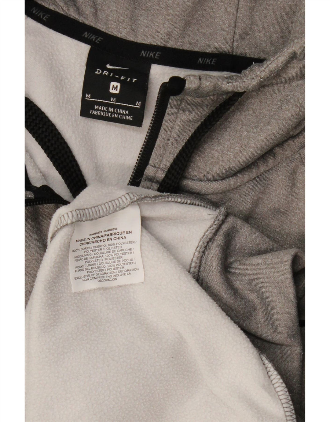Ανδρικό πουλόβερ NIKE με φερμουάρ Dri Fit με κουκούλα μεσαίου γκρι πολυεστέρα