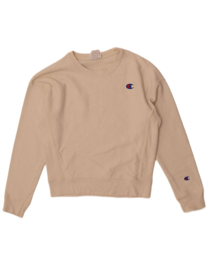 Champion Womens Reverse Weave Oversized Φούτερ Jumper UK 10 Small White