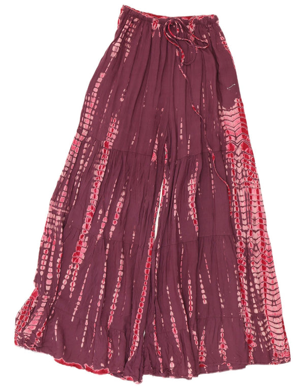 Vintage Γυναικείο Παντελόνι Culottes W28 L28 Μπορντό Tie Dye Rayon