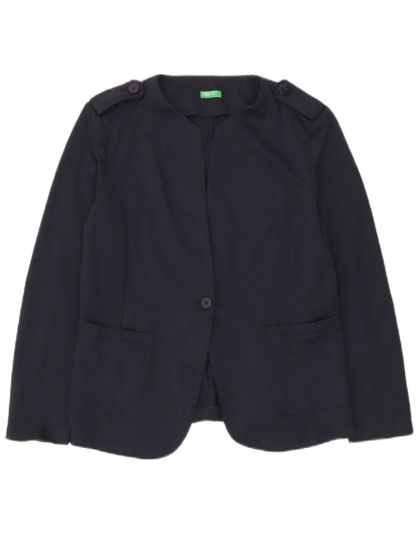 Benetton Γυναικείο Μπουφάν Μπλέιζερ 1 Κουμπιού Military UK 14 Large Navy Blue