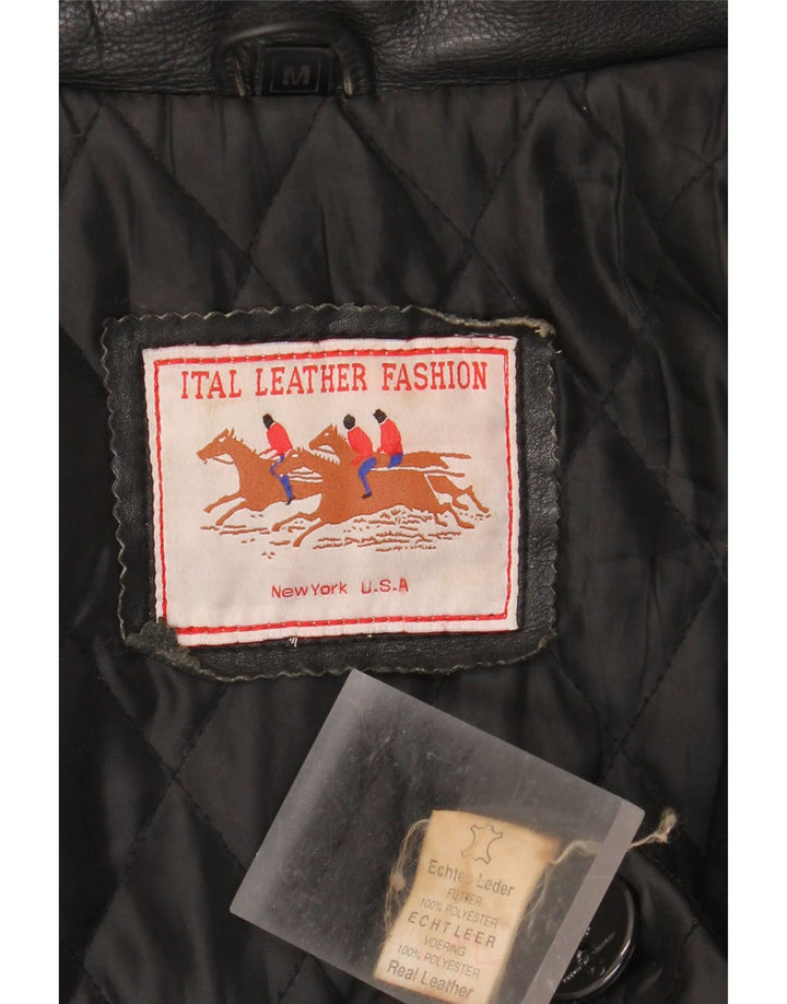 Vintage Ανδρικό Oversized Δερμάτινο Μπουφάν UK 38 Μεσαίο Μαύρο