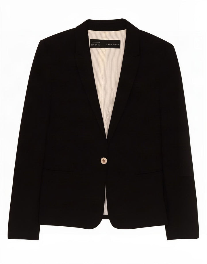 Zara Γυναικείο μπουφάν blazer UK 8 Small Black Acetate