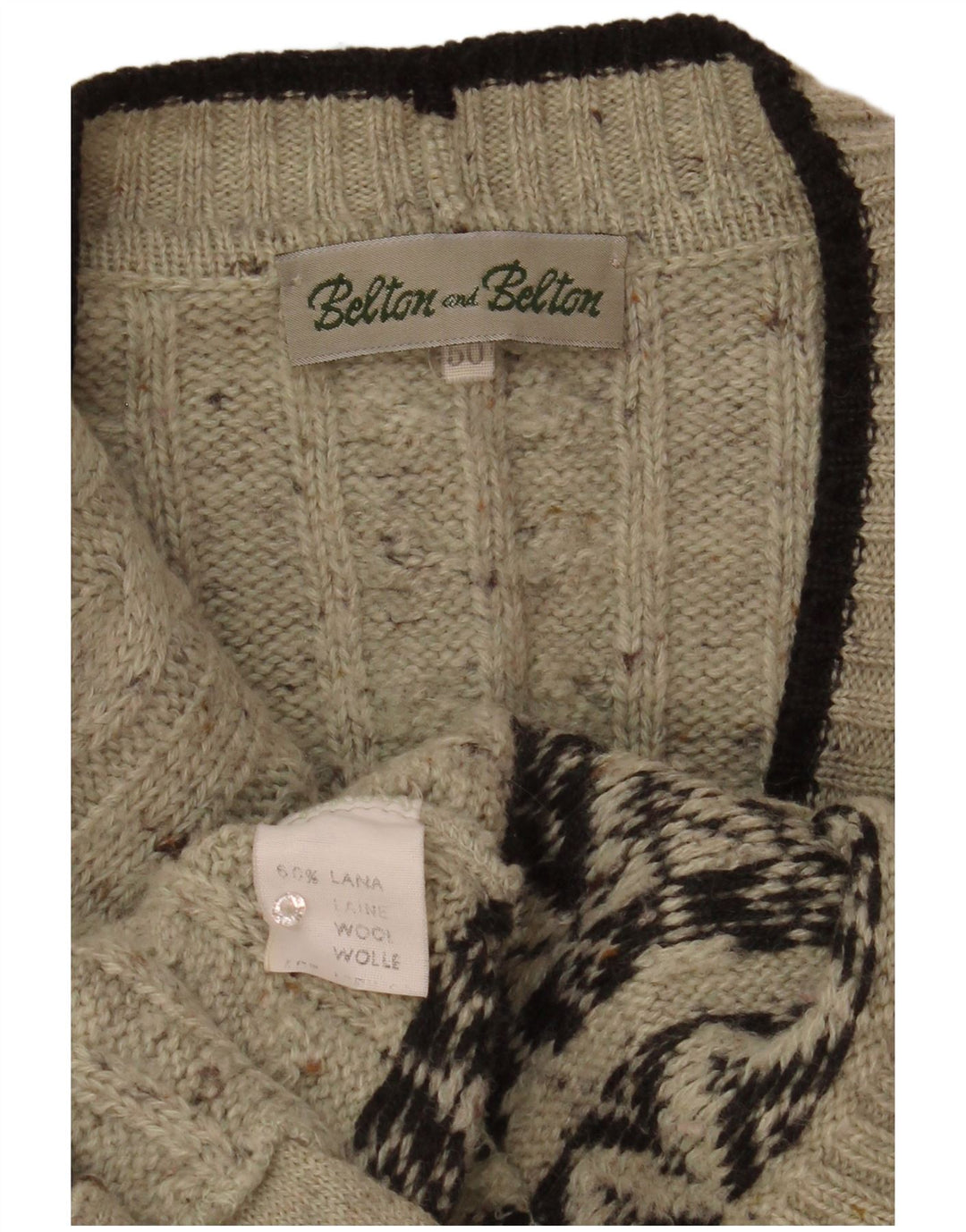 Ανδρικό πουλόβερ vintage ζακέτα IT 50 Medium Grey Fair Isle Wool