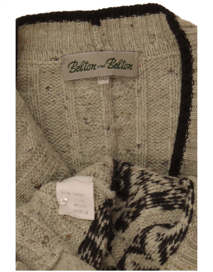 Ανδρικό πουλόβερ vintage ζακέτα IT 50 Medium Grey Fair Isle Wool