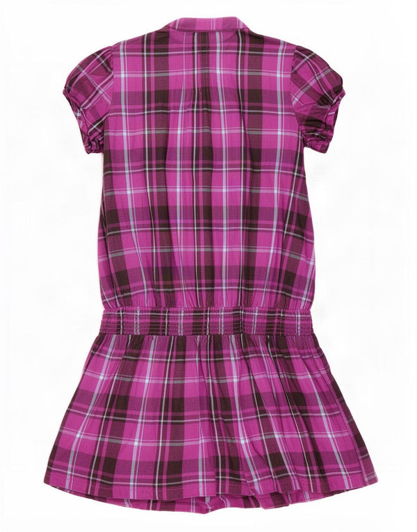Φόρεμα Benetton Girls Drop Waist 10-11 Years XL Purple Check Cotton