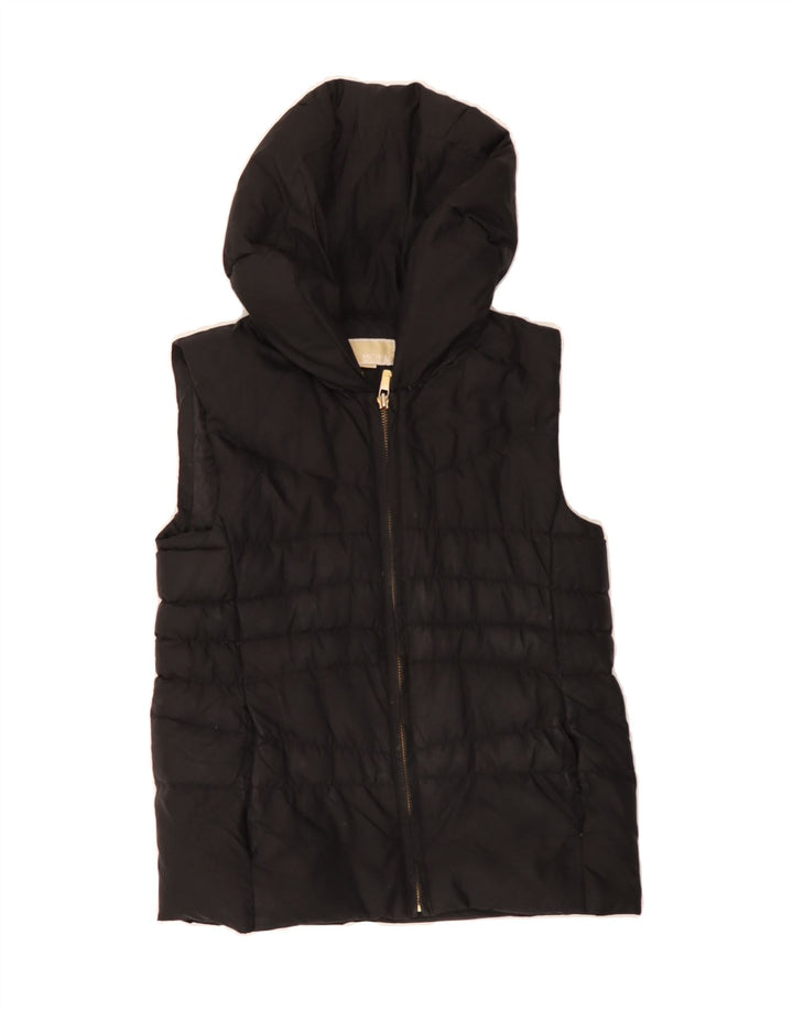 MICHAEL KORS Womens Hooded Padded Gilet UK 10 Small Black Polyester Vintage Michael Kors and Second-Hand Michael Kors from Messina Hembry 