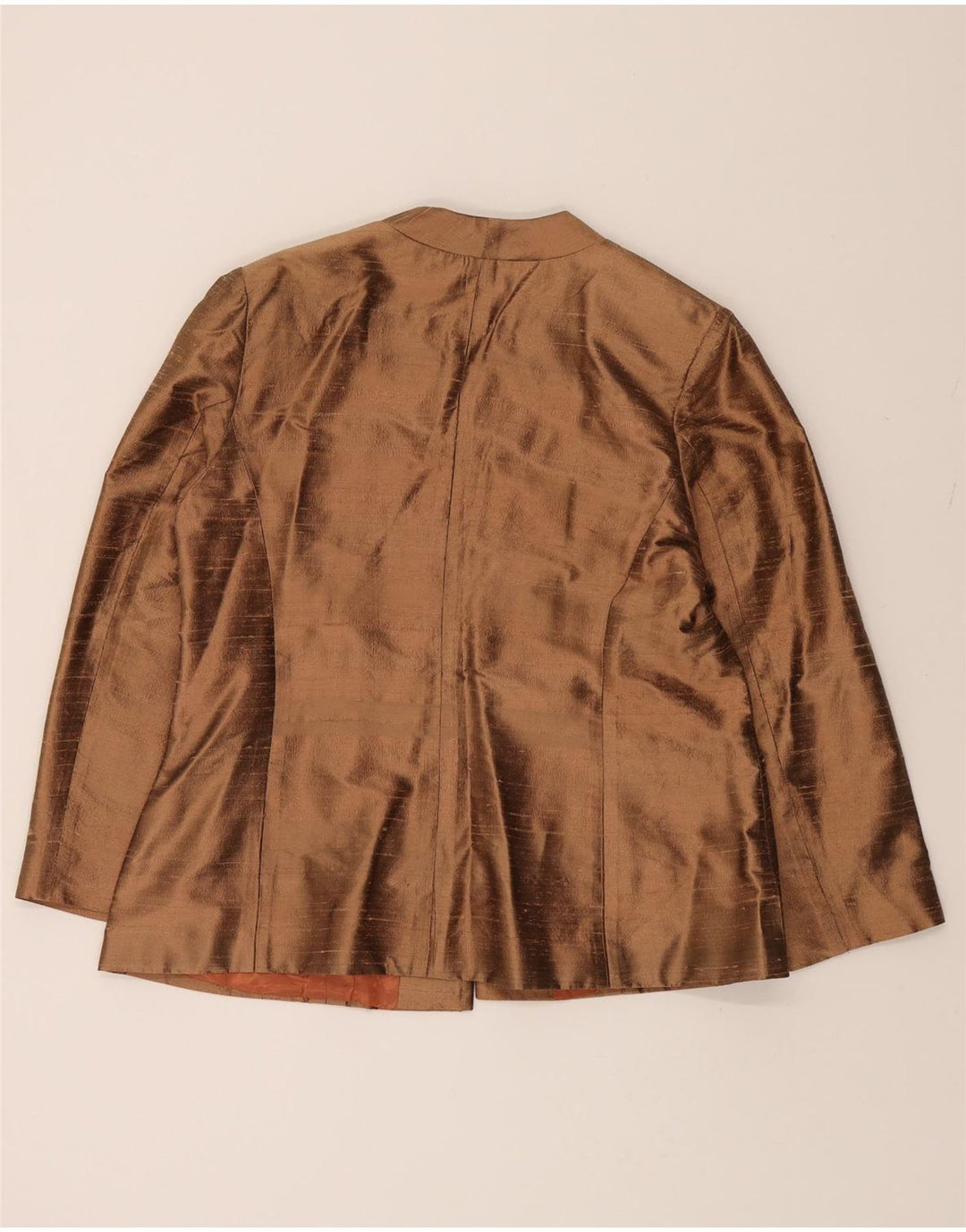 VINTAGE Womens Open Blazer Jacket UK 14 Medium Brown Pinstripe Vintage Vintage and Second-Hand Vintage from Messina Hembry 