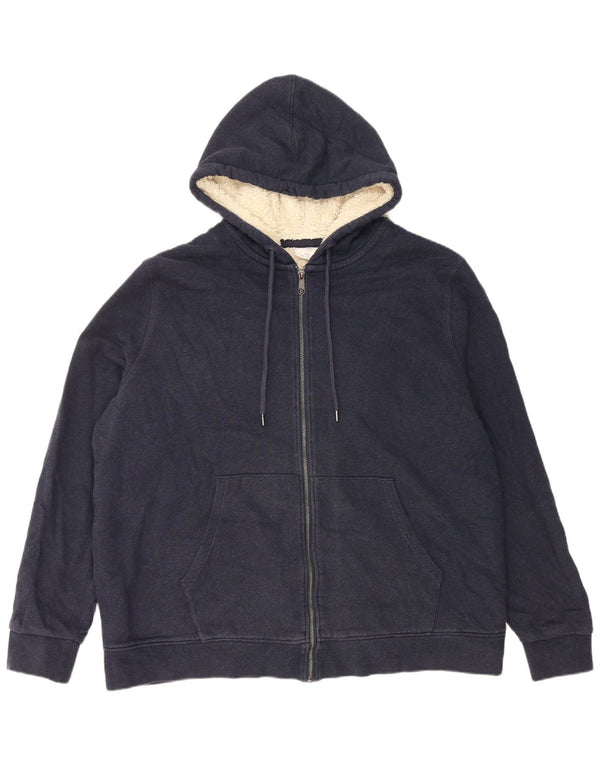 Marks & Spencer Ανδρικό πουλόβερ Sherpa Zip Hoodie 2XL Navy Blue Cotton