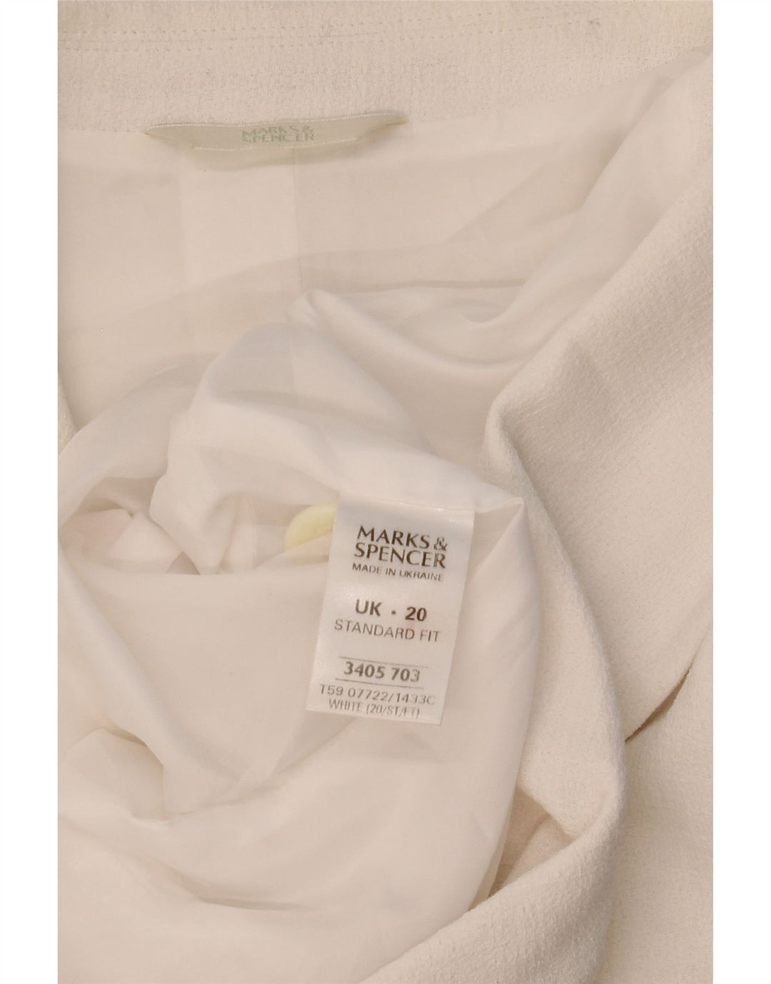 Marks & Spencer Γυναικείο κοντομάνικο σακάκι 2 κουμπιών UK 20 2XL Λευκό