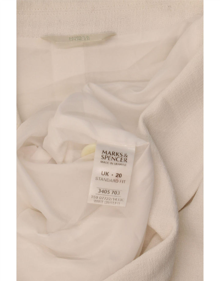 Marks & Spencer Γυναικείο κοντομάνικο σακάκι 2 κουμπιών UK 20 2XL Λευκό