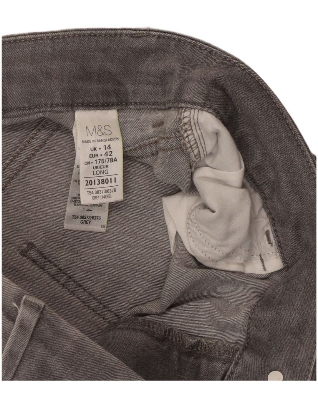 Marks & Spencer Γυναικεία ίσια τζιν UK 14 Large W32 L31 Γκρι βαμβακερό