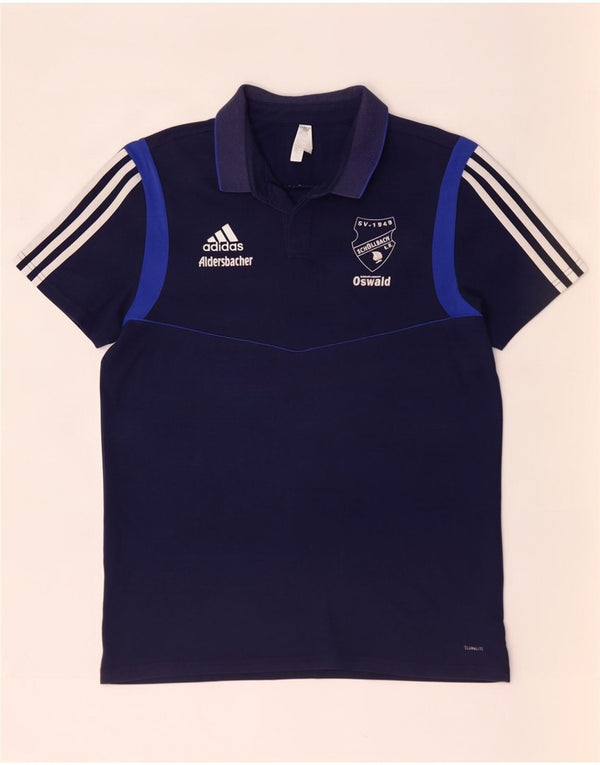 Ανδρικό πουκάμισο Adidas Climalite Polo με μεγάλο μπλε ναυτικό χρώμα, βαμβακερό