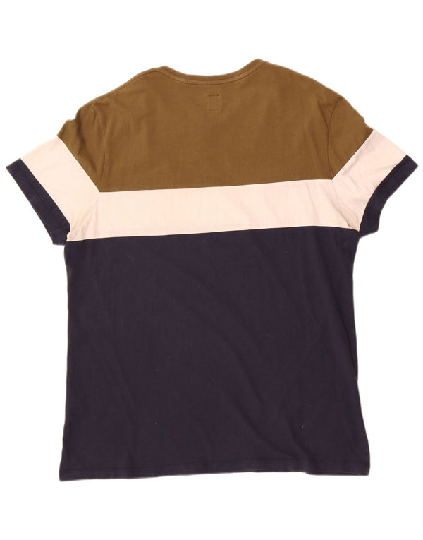Jack Wills Ανδρικό γραφικό T-Shirt Top XL Navy Blue Colorblock Βαμβακερό