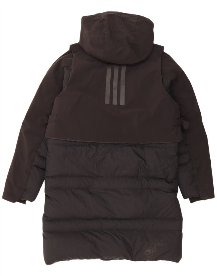 Ανδρικό παλτό Adidas με κουκούλα UK 38 Medium Black Nylon