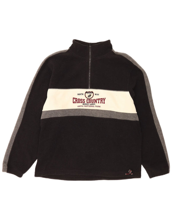 Barisal Ανδρικό γραφικό φερμουάρ με λαιμόκοψη Fleece Jumper XL Μαύρο πολύχρωμο πολυεστέρα