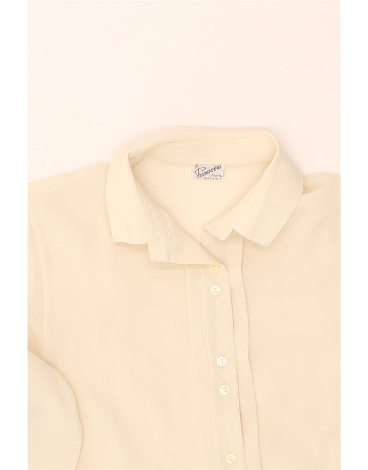 PRIMAVERA FIRENZE Womens Shirt UK 12 Medium Beige Polyester | Vintage Primavera Firenze | Thrift | Second-Hand Primavera Firenze | Used Clothing | Messina Hembry 