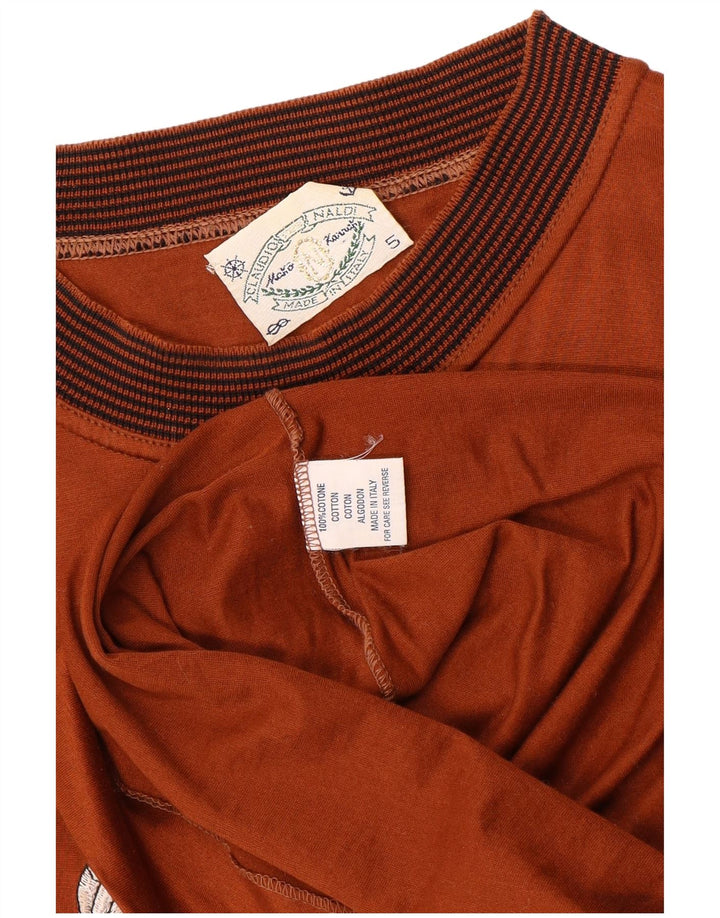 Vintage Ανδρικό γραφικό T-Shirt Top Μεσαίο Καφέ