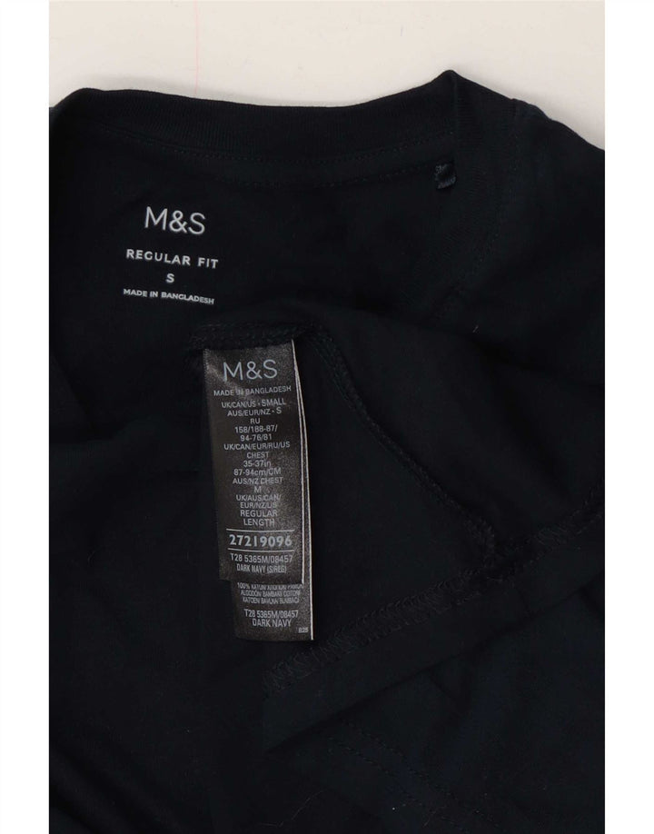 Marks & Spencer Ανδρικό μπλουζάκι με κανονική εφαρμογή Μακρυμάνικο Μικρό Navy Blue βαμβακερό