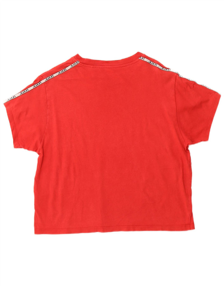 Γυναικείο T-Shirt LEVI'S Top UK 12 Medium Red Colourblock