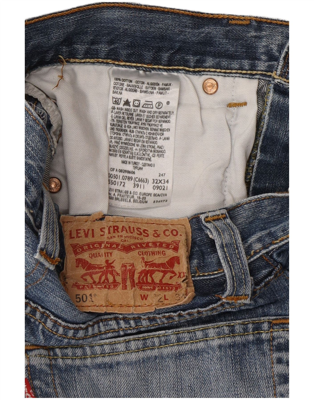 Γυναικείο τζιν σορτς Levi's 501 W32 μεγάλο μπλε βαμβακερό