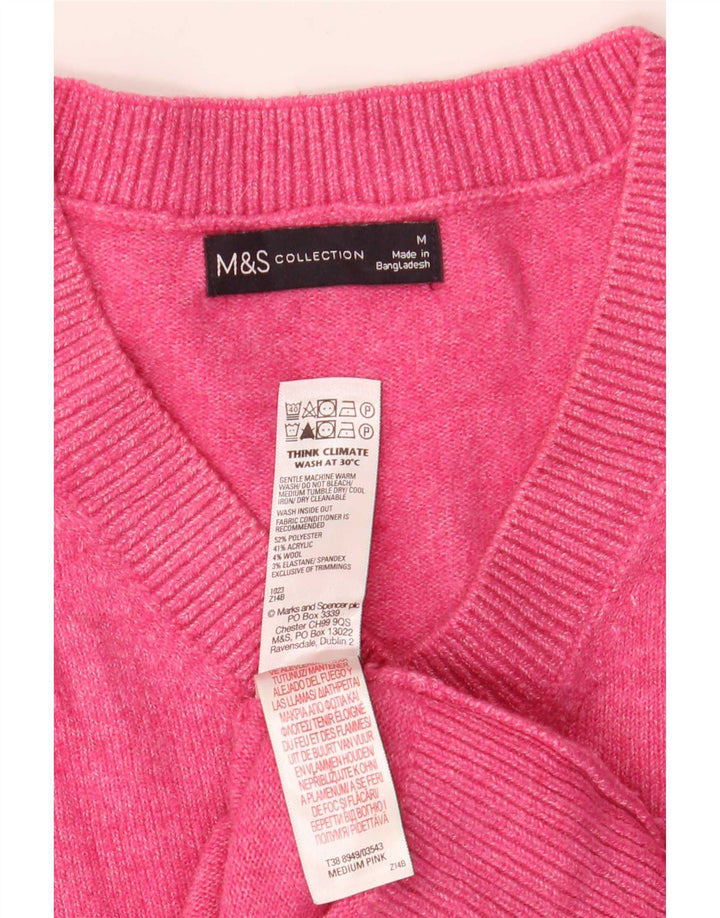 Marks & Spencer Γυναικείο πουλόβερ με λαιμόκοψη με V λαιμόκοψη UK 14 Μεσαίο ροζ πολυεστέρα