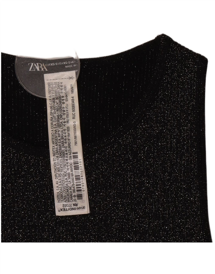 Zara Γυναικείο Αμάνικο Crop Top UK 4 XS Μαύρος Πολυεστέρας