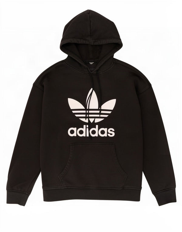 Adidas Γυναικείο Γραφικό Hoodie Jumper UK 14 μεσαίο μαύρο βαμβακερό