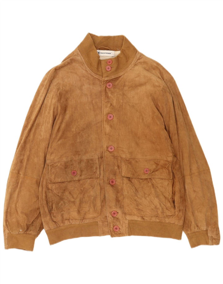 Valle Verde Ανδρικό Suede Bomber Jacket IT 50 Large Brown Δερμάτινο