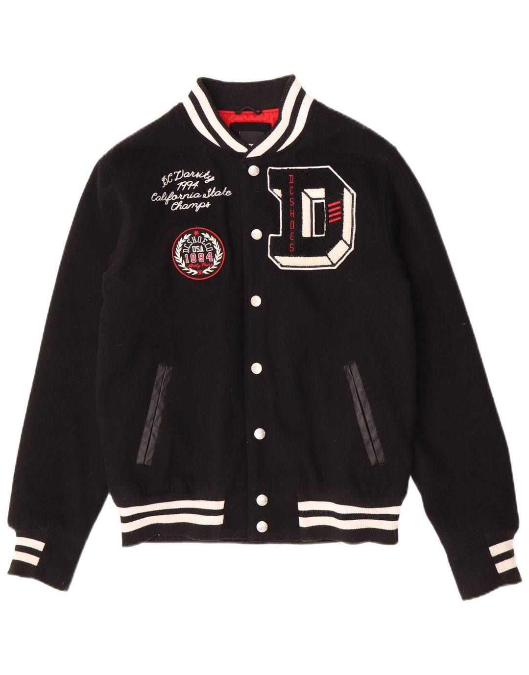 DC Ανδρικό Μπουφάν Varsity Graphic UK 36 Small Black Wool