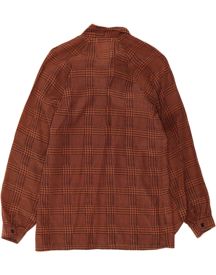 VINTAGE Womens Front Tie Shirt Blouse UK 12 Medium Brown Check Acetate Vintage Vintage and Second-Hand Vintage from Messina Hembry 