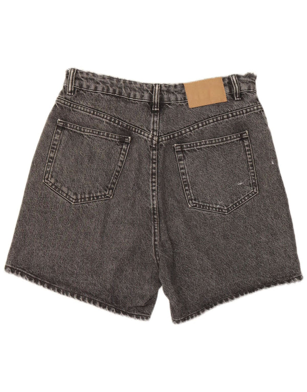 Zara Γυναικείο τζιν σορτς με ψηλόμεσο ταλαιπωρημένο EU 40 Medium W30 Γκρι βαμβακερό