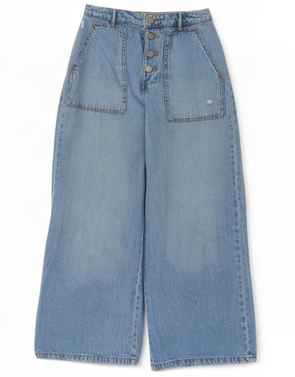 Zara Girls Distressed Wide Leg Jeans 13-14 ετών W26 L25 Blue