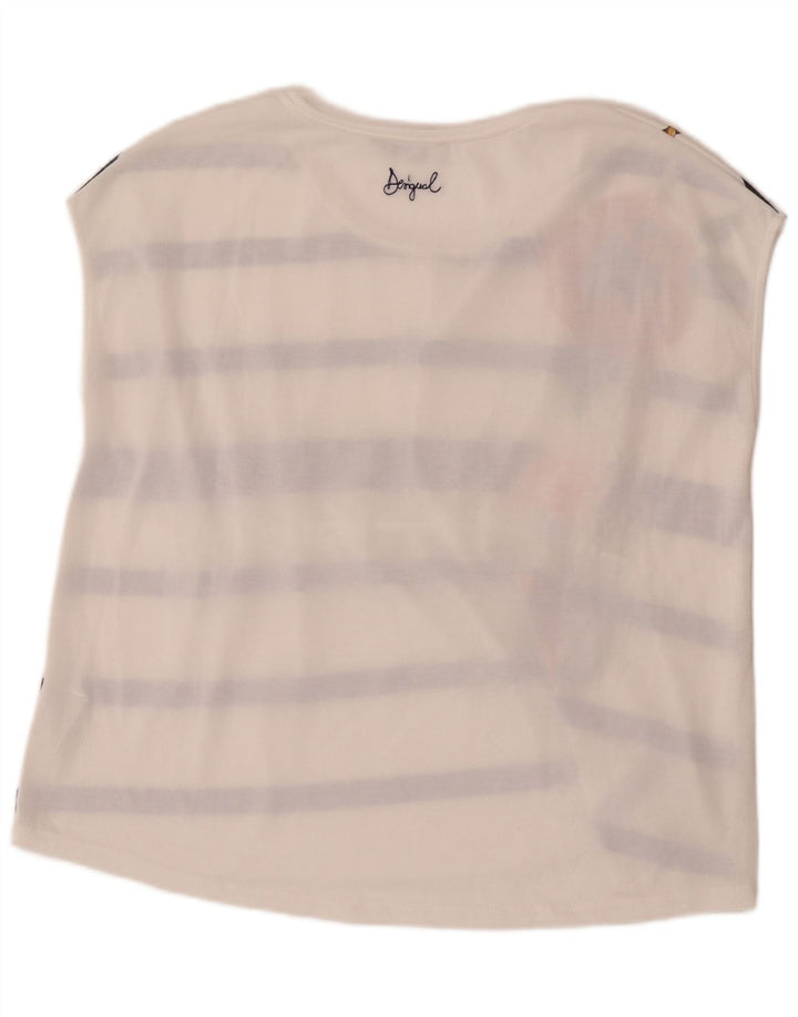 Desigual Γυναικείο μεγάλο γραφικό γιλέκο UK 10 Small White Floral