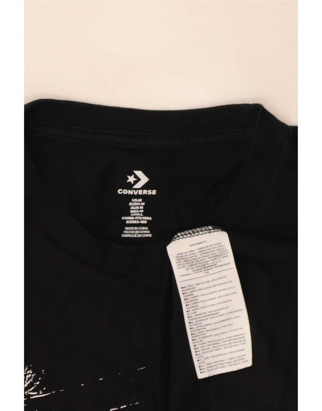 Ανδρικό γραφικό T-Shirt Converse Top Μεσαίο μαύρο βαμβακερό