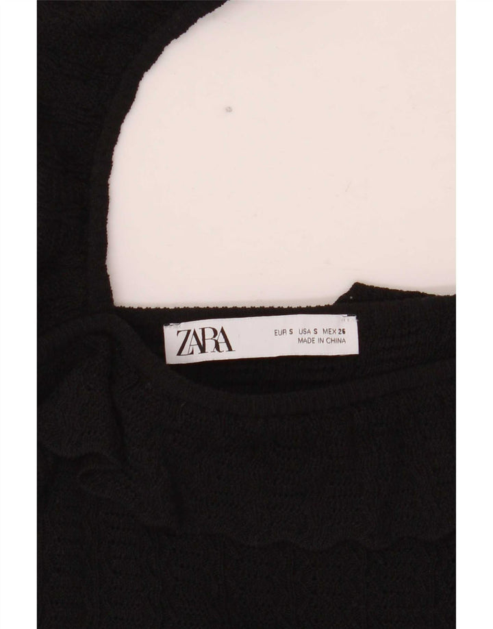 Zara Womens Off Shoulder Top UK 8 Small Black
