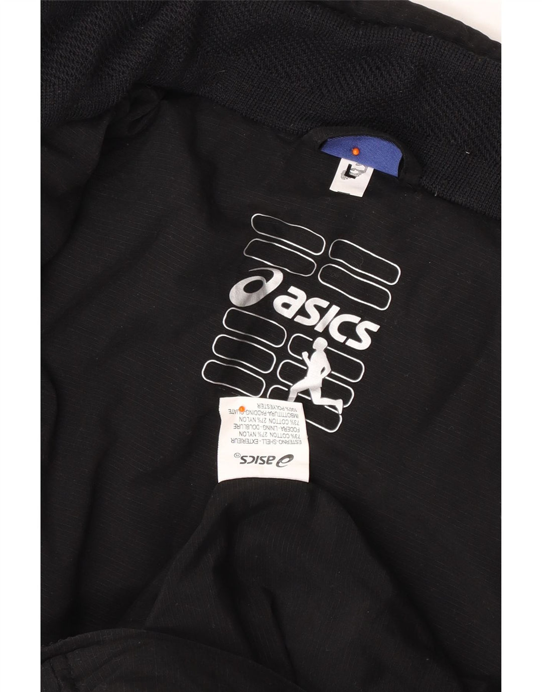 Ανδρικό τζάκετ ASICS Windbreaker UK 40 μεγάλο μαύρο βαμβακερό
