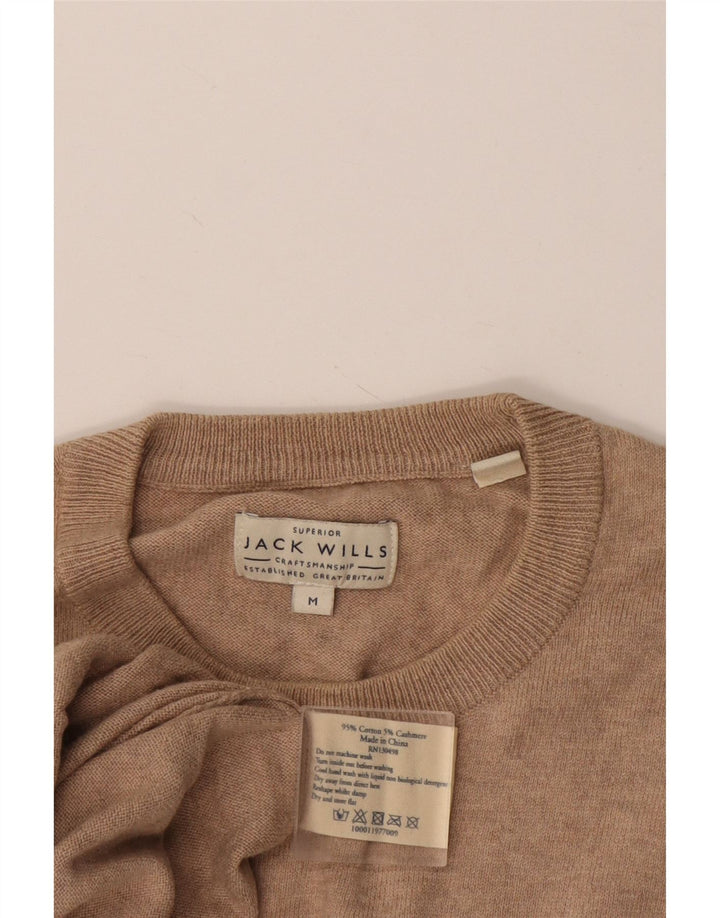 JACK WILLS Ανδρικό πουλόβερ με λαιμόκοψη, μεσαίο μπεζ βαμβακερό