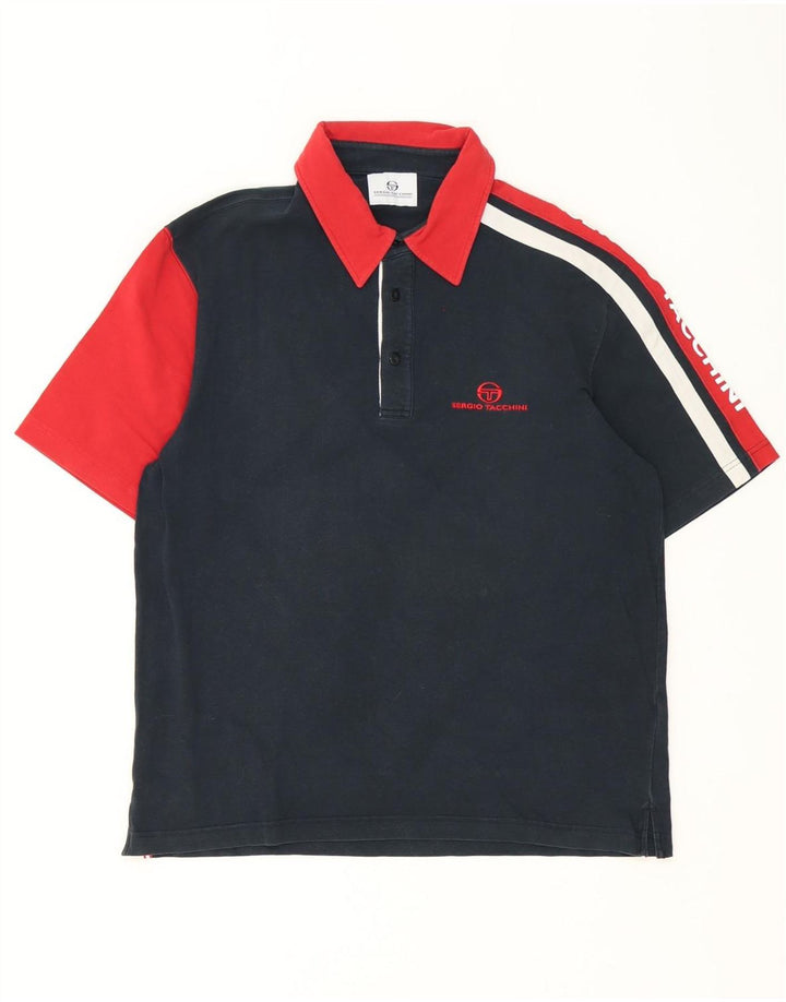 Sergio Tacchini Ανδρικό γραφικό μπλουζάκι πόλο με μεγάλο μπλε ναυτικό χρώμα