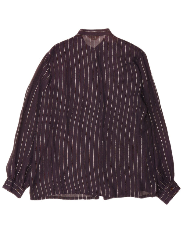 Vintage Γυναικείο Πουκάμισο Μπλούζα IT 46 Large Navy Blue Pinstripe