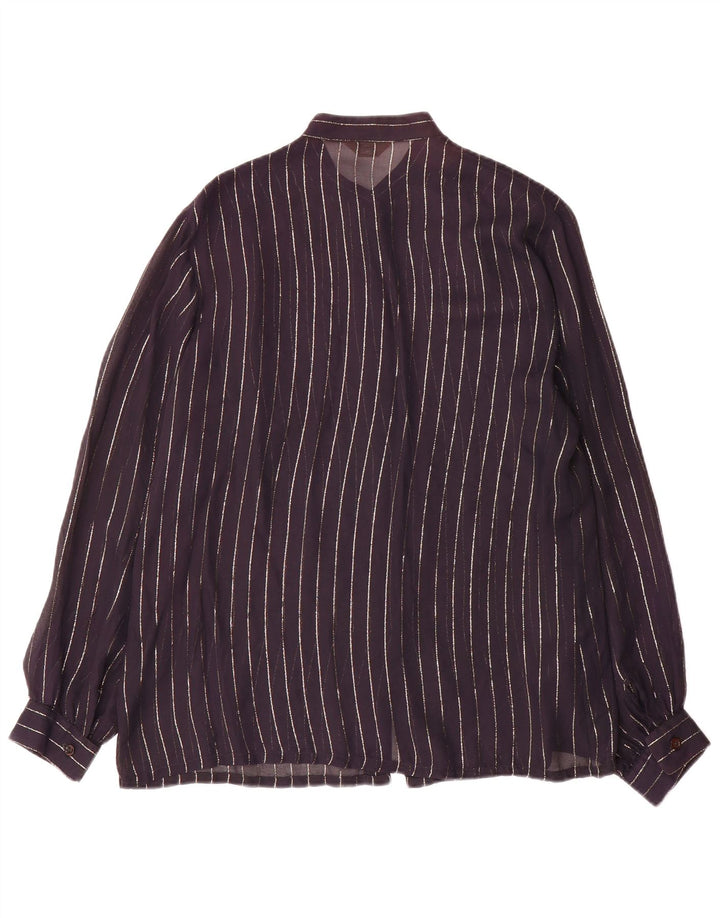 Vintage Γυναικείο Πουκάμισο Μπλούζα IT 46 Large Navy Blue Pinstripe