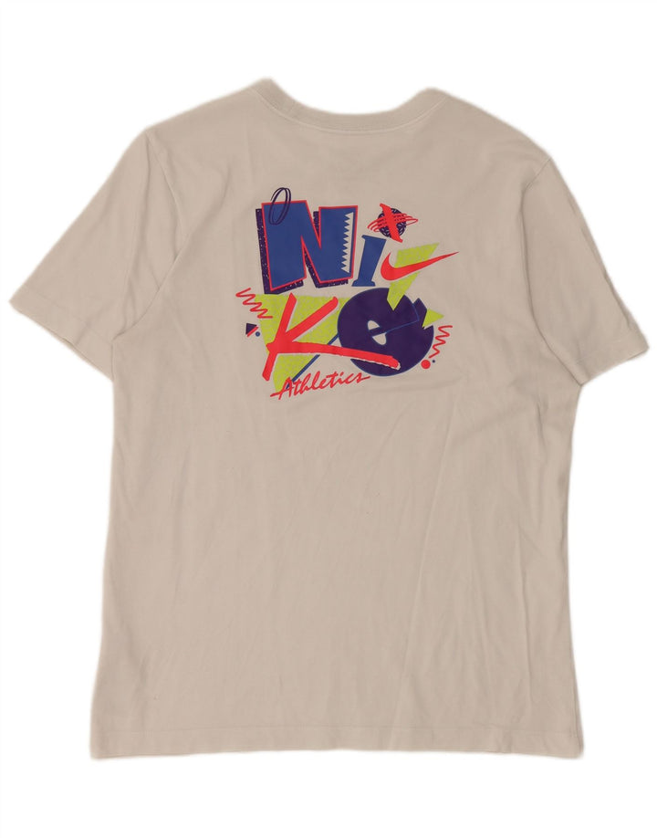 Μπλουζάκι Nike, ανδρικό Dri Fit, γραφικό μπλουζάκι, μεσαίο λευκό βαμβακερό