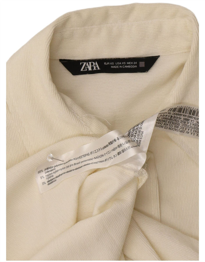 Zara Γυναικείο υπερμεγέθη κοτλέ πουκάμισο UK 6 XS Off White Polyester