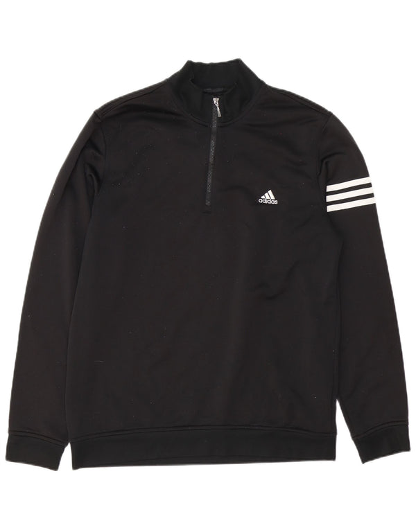 Ανδρικό φούτερ Adidas Climalite με φερμουάρ, μεσαίο μαύρο πολυεστέρα