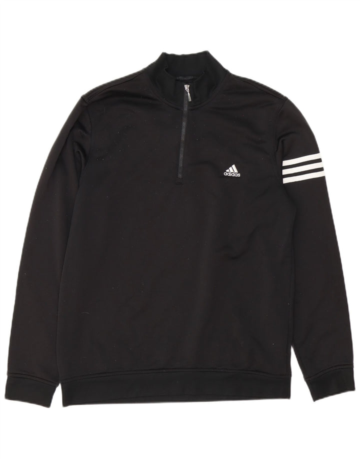 Ανδρικό φούτερ Adidas Climalite με φερμουάρ, μεσαίο μαύρο πολυεστέρα