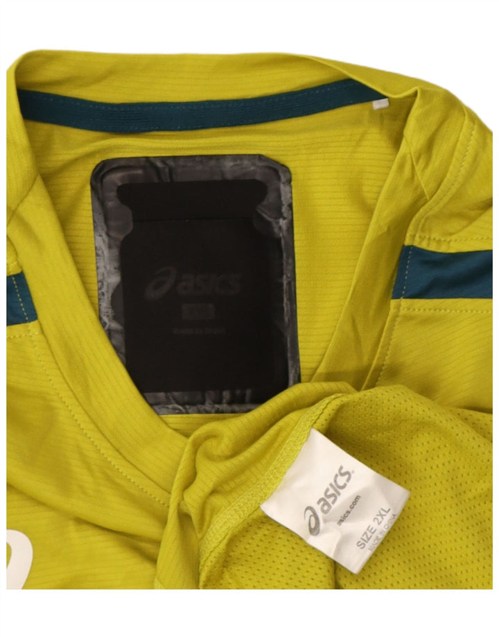 Ανδρικό γραφικό μπλουζάκι Asics Top 2XL κίτρινο πολύχρωμο πολυεστέρα