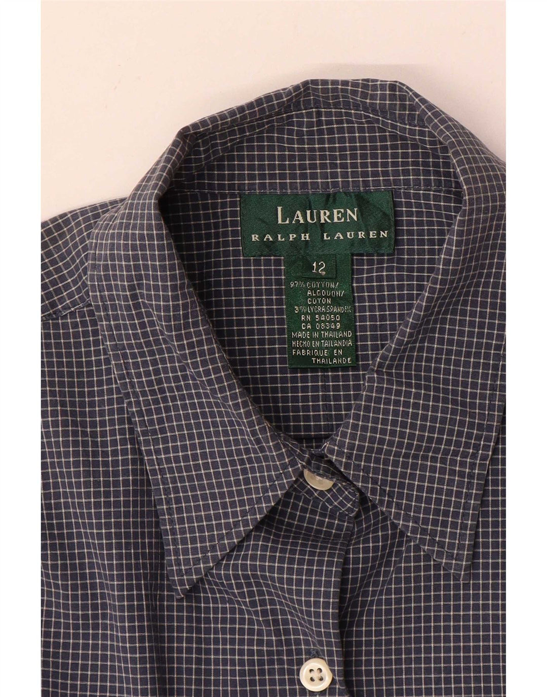 Ralph Lauren Γυναικείο πουκάμισο US 12 Large Navy Blue Check Cotton