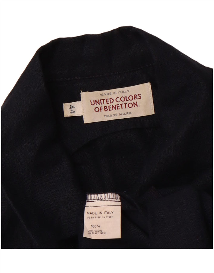 BENETTON Γυναικείο Φόρεμα Κάλτης IT 44 Medium Navy Blue Λινό