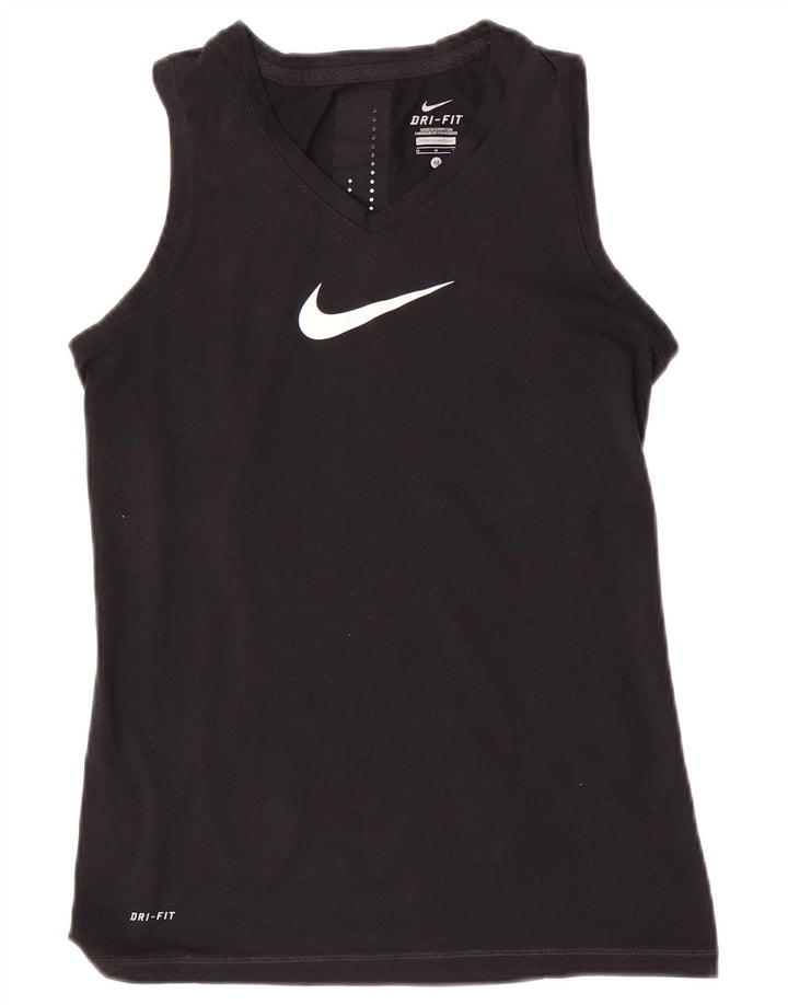 Γυναικείο γιλέκο γραφικών Nike Dri Fit Top UK 12 Μεσαίο μαύρο πολυεστέρα