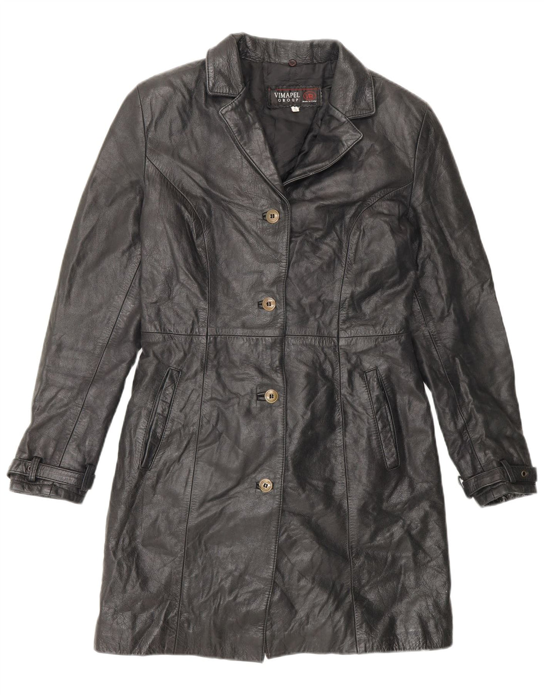 Vimapel Γυναικείο Δερμάτινο Παλτό UK 10 Small Black Classic